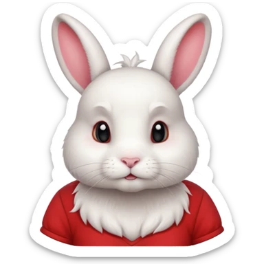 white large bunny, pet lover, red shirt, pony tail. sticker