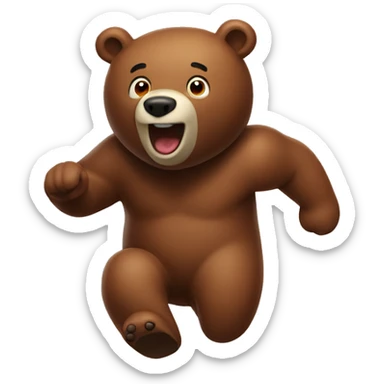 Brown bear running away from cony sticker