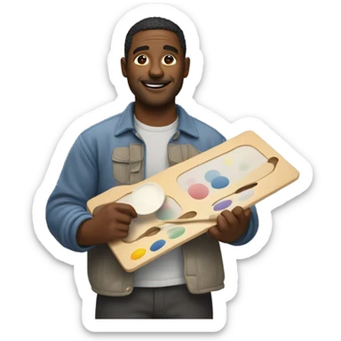 artist man holding a palette sticker