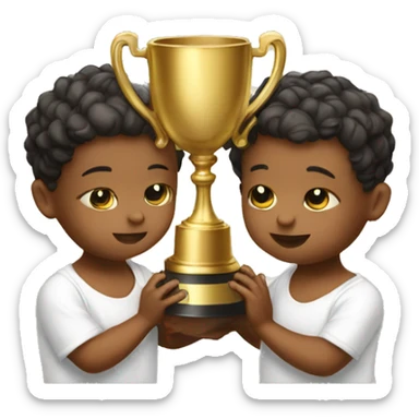 couple of babies praying with a trophy sticker