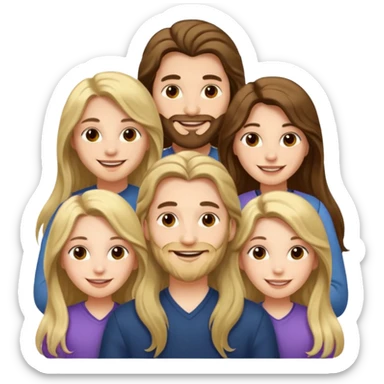 1 man and 2 girls with long hair, friends sticker