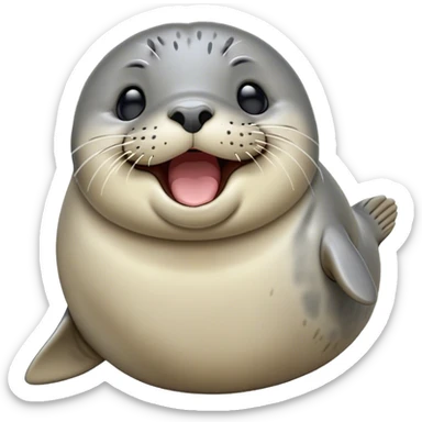 Cinematic Cute Yawning harbour seal Portrait Emoji, Head tilted slightly with a dramatic, wide-open yawn, showcasing a smooth, rounded body with gently drooping features and sleepy, half-closed eyes, Simplified yet irresistibly adorable features, highly detailed, glowing with a soft, cozy maritime glow, high shine, relaxed yet expressive, stylized with a dash of whimsical ocean charm, soft glowing outline, capturing the essence of a drowsy yet affectionate harbour seal that appears ready to stretch out for a nap! sticker