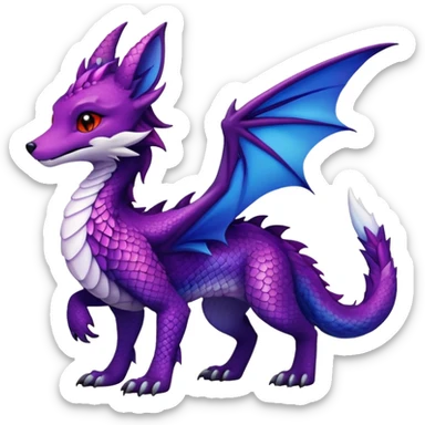 Fox dragon hybrid front facing full body dark purple and blue and red sticker