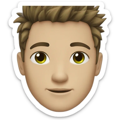 young man spiky brown hair green eyes sticker