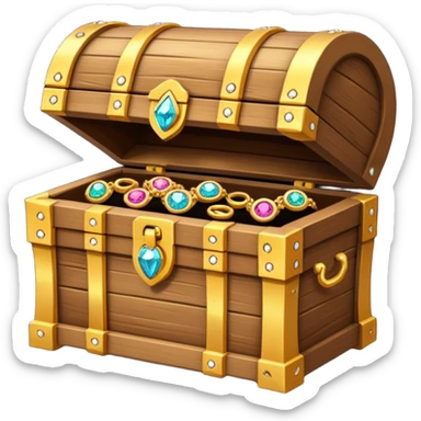 treasure chest with jewelery, rings and necklace in it sticker