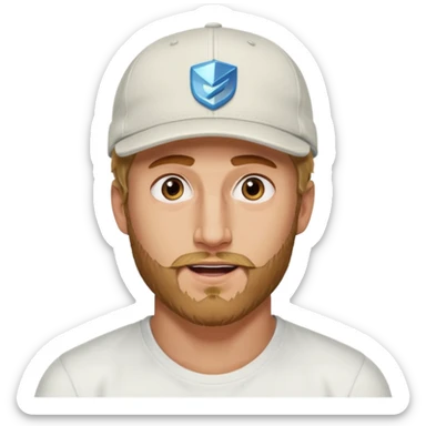 Design Logan Paul with cap, beard stubble & energetic expression. sticker