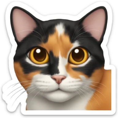 Calico cat smiling half black half orange face sticker