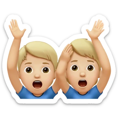 two children scream loudly looking up at full height sticker