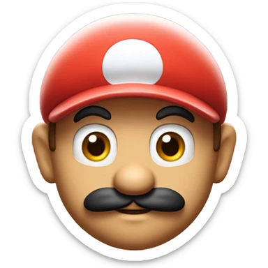 Super Mario bros emoji Mario only head black mustache sticker