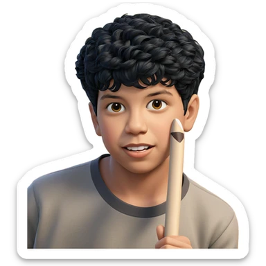 young boy with black hair sticker