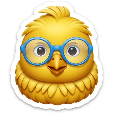 Pollito amarillo con gafas de marco azul sticker