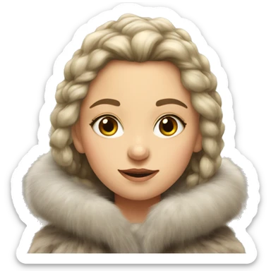 Slavic Girl in fur coat  sticker