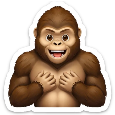gorilla smiling while banging on his chest sticker
