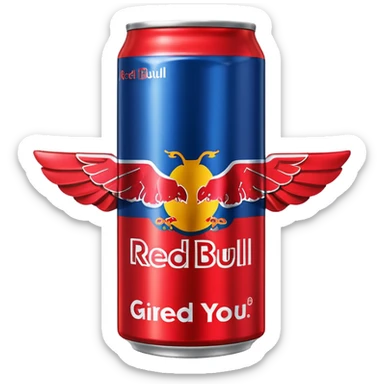 a red bull can that says girlfriend gives you wings sticker