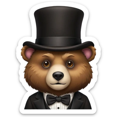Bear with a full black tophat sticker