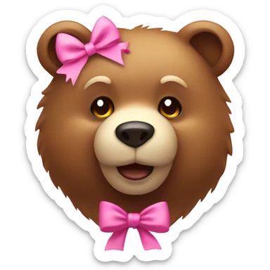 Bear with pink bow sticker