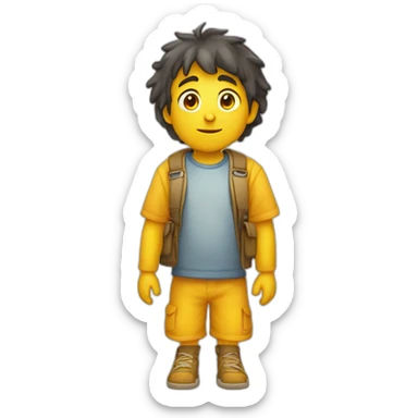 Un niño pálido de la cara y con sus brazos amarillos sticker