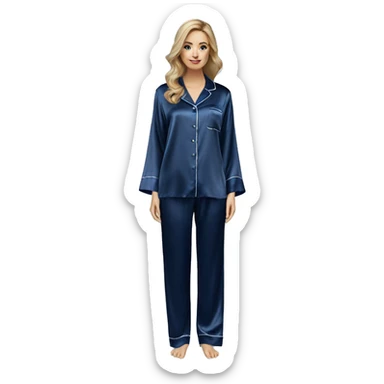Navy blue silk pyjamas set sticker
