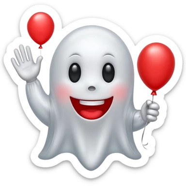 ghost emoji with red balloon sticker
