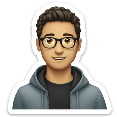 young white hispanic guy with black hear in glasses sticker