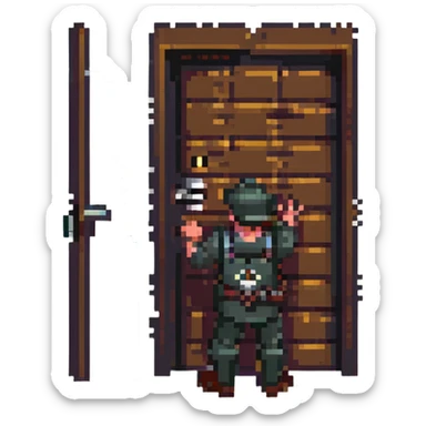 confused man pulling a locked door sticker