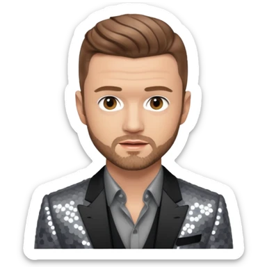 Justin Timberlake with light brown hair, grey sequin tour outfit  sticker