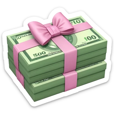 Forest Green Australian $100 long rectangle money notes stacked together and wrapped in a pink bow sticker