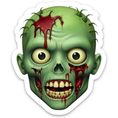 Realistic zombie head, decaying green skin, blood, missing teeth, horror style, no background



 sticker