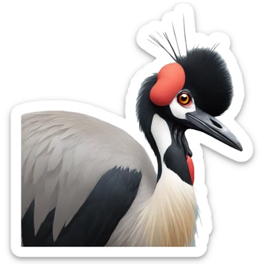 Black crowned crane sticker