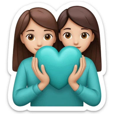hugging teal heart sticker