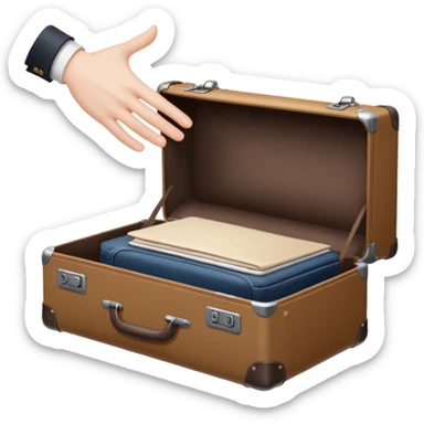 Suitcase with a hand sticking out sticker