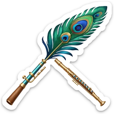 Create a emoji of krishnas peacock feather and flute sticker