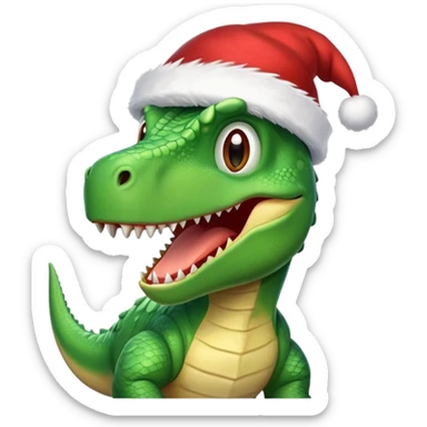 dinosaur with a santa hat sticker