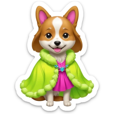 DOG wearring neon fashion dress sticker