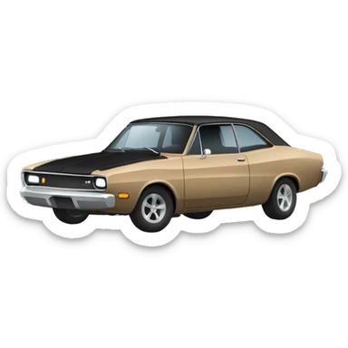Tan dodge dart with black hood sticker