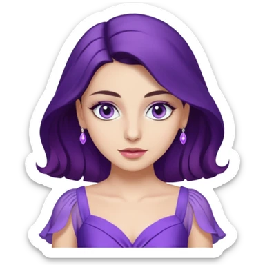 Hande Erçel as a character from game of thrones with lilac eyes and a purple dress. sticker