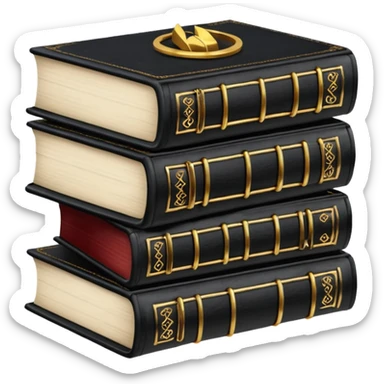 5 black gothic books on top sticker