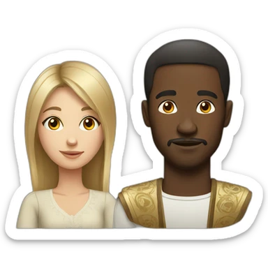 African man and russian girl sticker