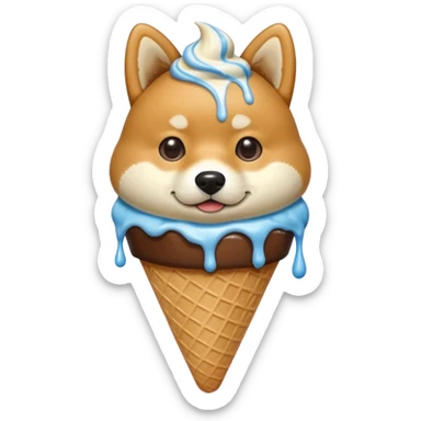 Shiba Jasper chocolate vanilla swirl ice cream cone sticker