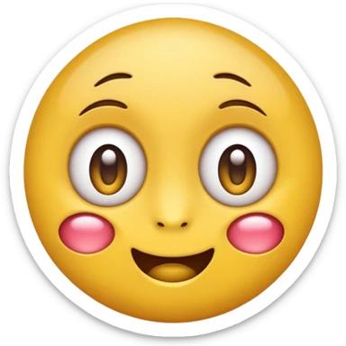 A round yellow emoji face with big eyes, a small smile, and a drop of drool coming from its mouth, in the style of modern phone emojis, clean vector design, flat shading, centered on a plain white background. sticker