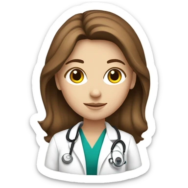 White Girl with brown hair doctor  sticker