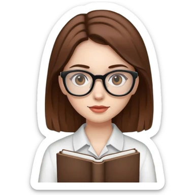A girl with white skin , brown hair, black eyes who is a English teacher sticker