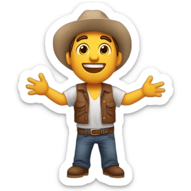 chico festejando estirando los brazos hacia arriba feliz sticker