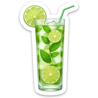 Mojito – tall glass with lime, mint leaves, and ice sticker