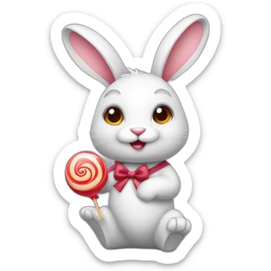 A rabbit holding lollipop sticker