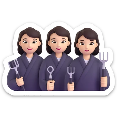 beauty salon team members with styling tools sticker