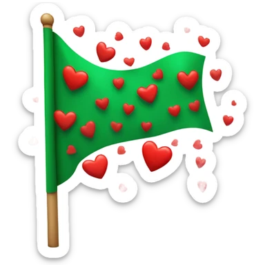 Green flag with hearts sticker