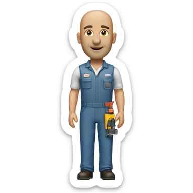hvac technician as an action figure logo hd BALD HEAD sticker