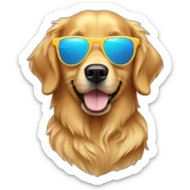 a golden retriever with sunglasses sticker