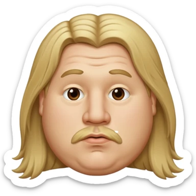 white boy fat with long dirty blond hair with big lips and long nose  sticker